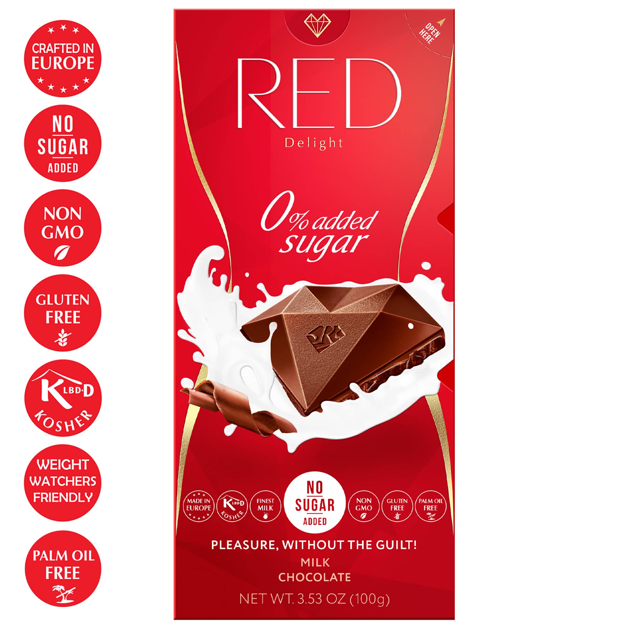 RED Chocolate - Wholesale Chocolate Bar - RED Delight®™ Milk Chocolate 3.53oz Bars2