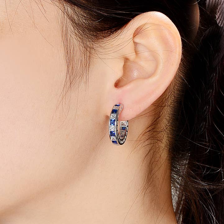 Genevive - Vente Créoles - Superbes créoles en argent sterling avec zircone cubique8