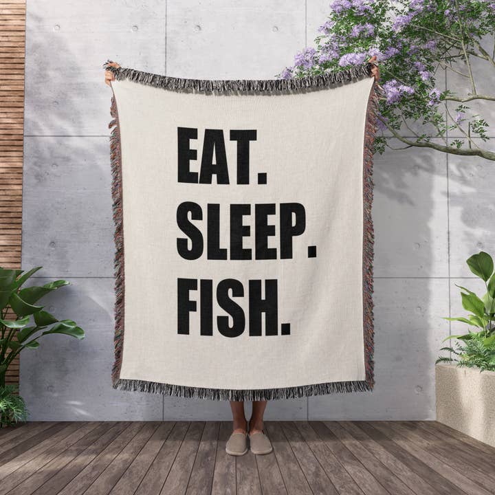 3dRose - Wholesale Throw Blanket - 3dRose, Eat Sleep Fish - fun text gifts for fishing enthusiasts and fishermen, Blanket2
