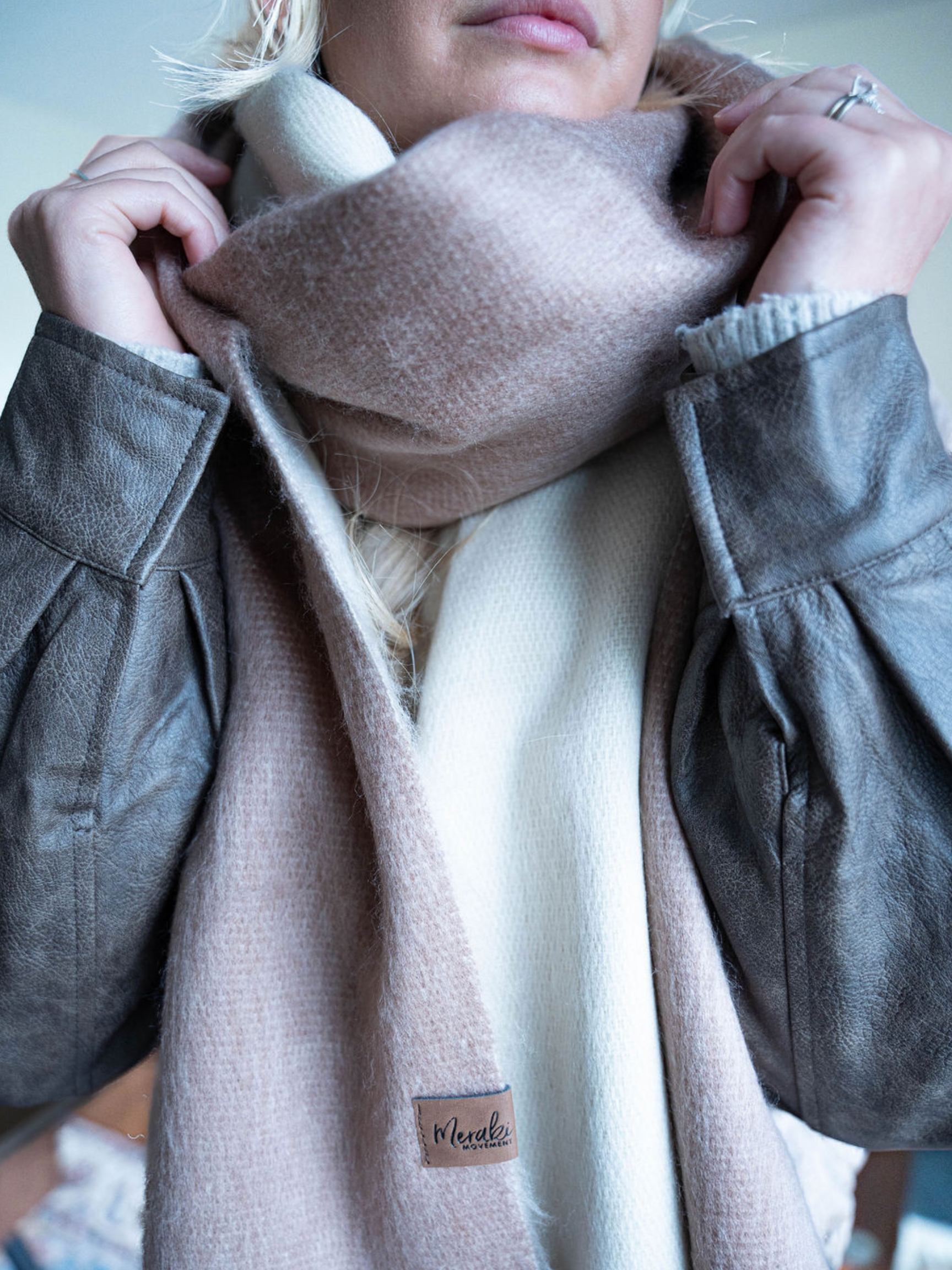 Meraki Movement - Wholesale Scarf - Unisex - Crimson Sand Fusion Alpaca Blanket Scarf4