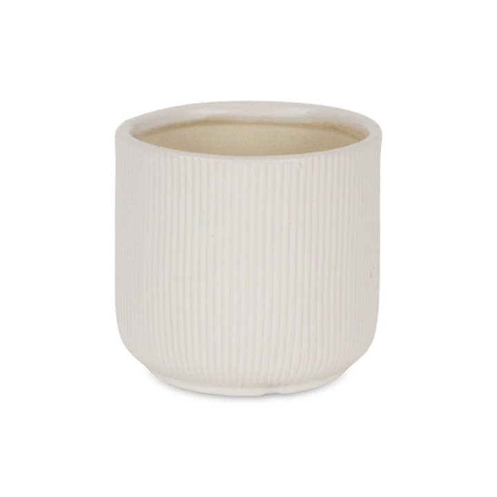 Cheungs Home Decor - Vente Pot - Pot rond en céramique à motif strié Currula - Blanc4