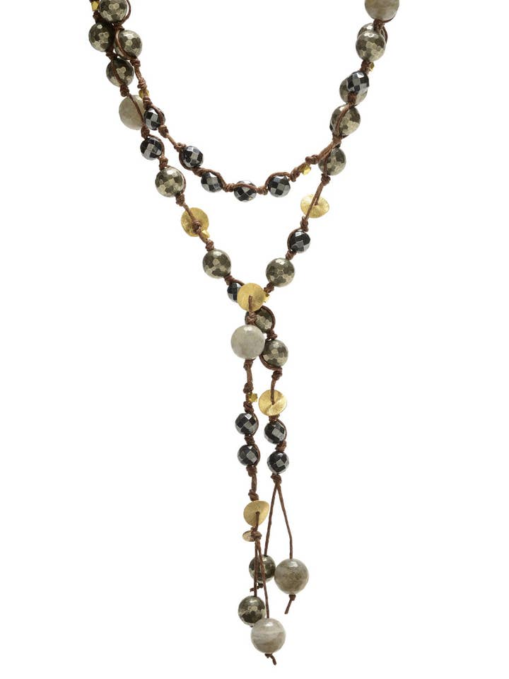 Carola Perlenkette - Pyrit/Hämatit Lariat für den Großhandel von In2 design