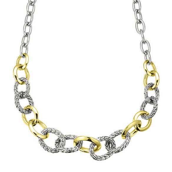 21 Inch Textured Circle Link Necklace for wholesale by Laudic Co