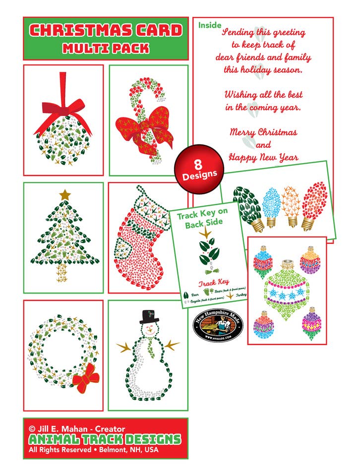 Animal Track Christmas Cards - Multi Pack for wholesale by Bold Spark Design & Stationery