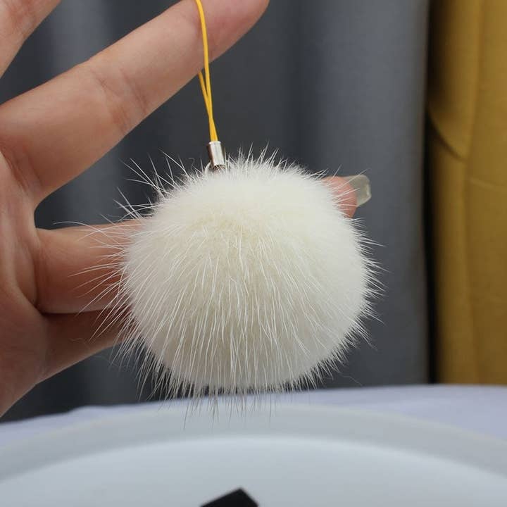 FurDecoration – wholesale Keychain – Women's – Mink Fur Fluffy Ball Keychain with 5CM String Bag3