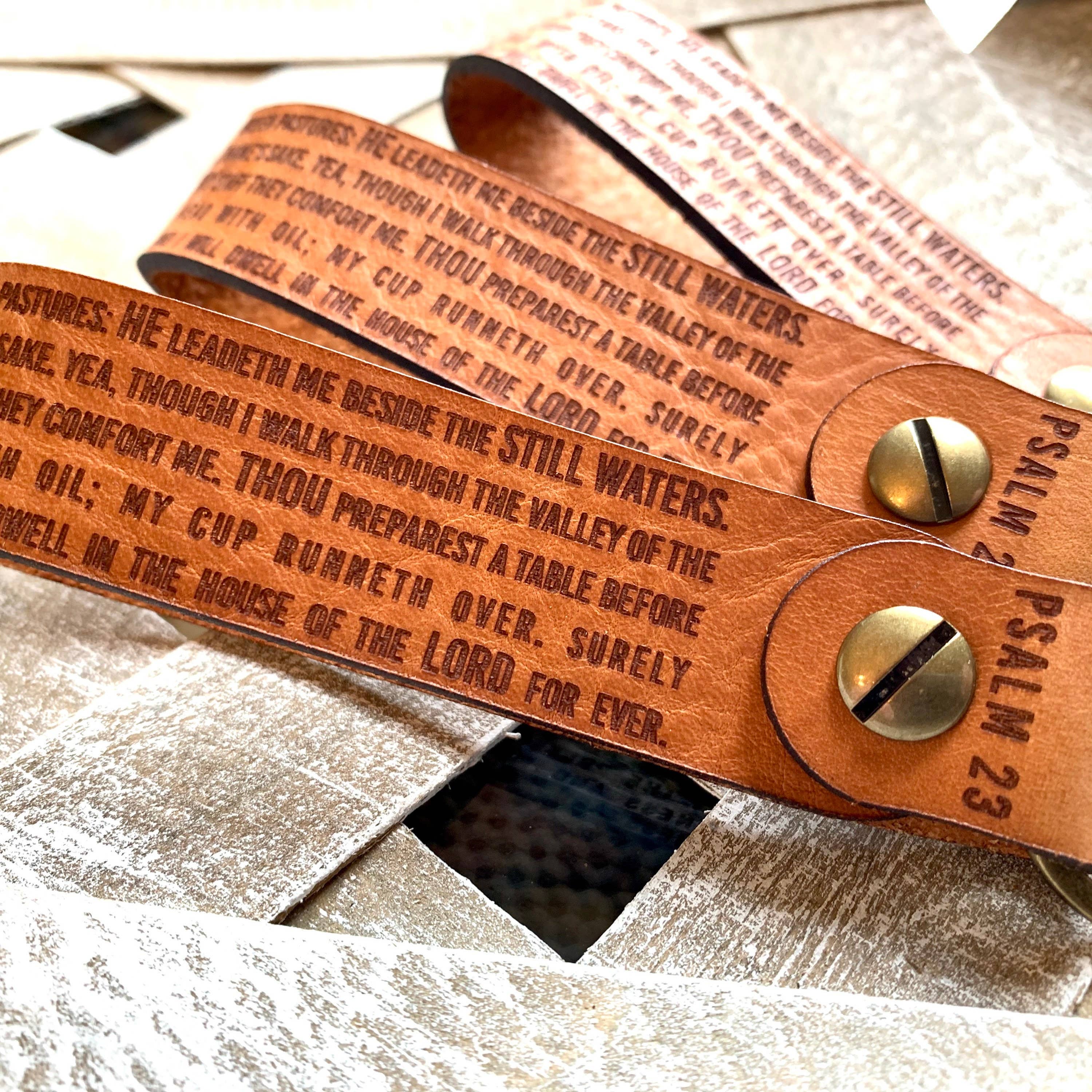 New Market Farmhouse - Wholesale Keychain - Unisex - Psalms 23 Leather Keychain1