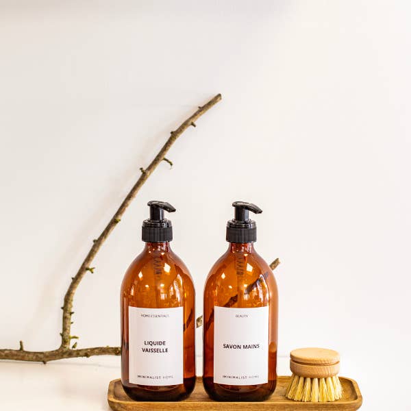 Distributore di sapone da cucina in vetro ambrato 500ml per la vendita all'ingrosso da parte di The Minimalist Home