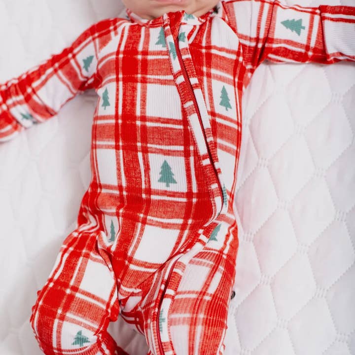 Plaid Pines Bamboo Zippy for wholesale by Sue + Jane