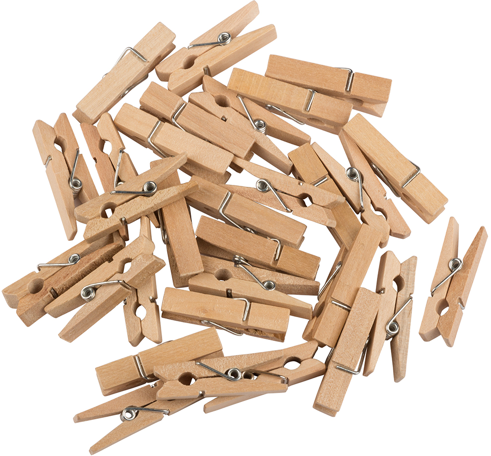 JAM PAPER - Wholesale Clothes Clips - Wood Clip Clothespins, Large, 1 1/2 Inch, Natural, 30/Pack1