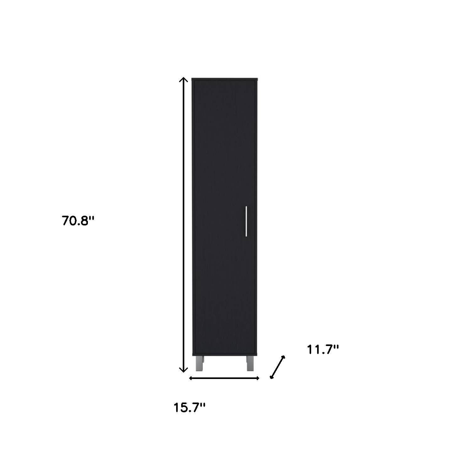 HomeRoots - Wholesale Kitchen storage/organiser - 71" Black Wood Pantry Or Storage Cabinet2