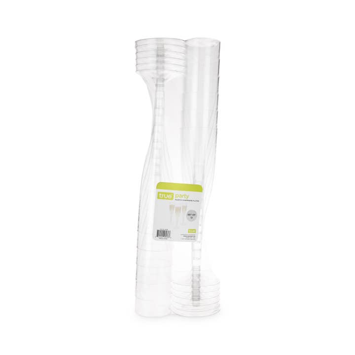 TRUE - Wholesale Champagne Flute - Party Disposable Champagne Flutes - Pack of 12 - ASST COLORS