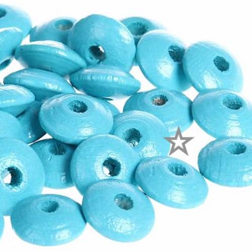Pak van 50 turkooisblauwe houten kralen van 10mm voor wholesale door Kids and Crea