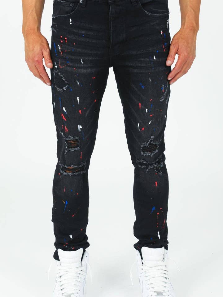 Manchester Paint Splatter Denim Pant for wholesale by World Tour