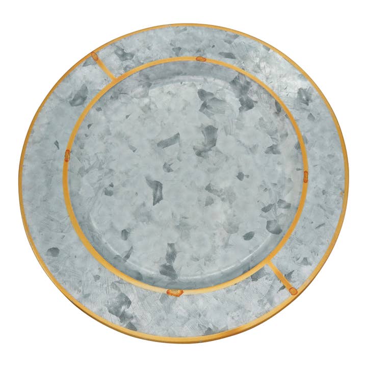 Silver Gold Rim Galvanized Charger for wholesale on Faire