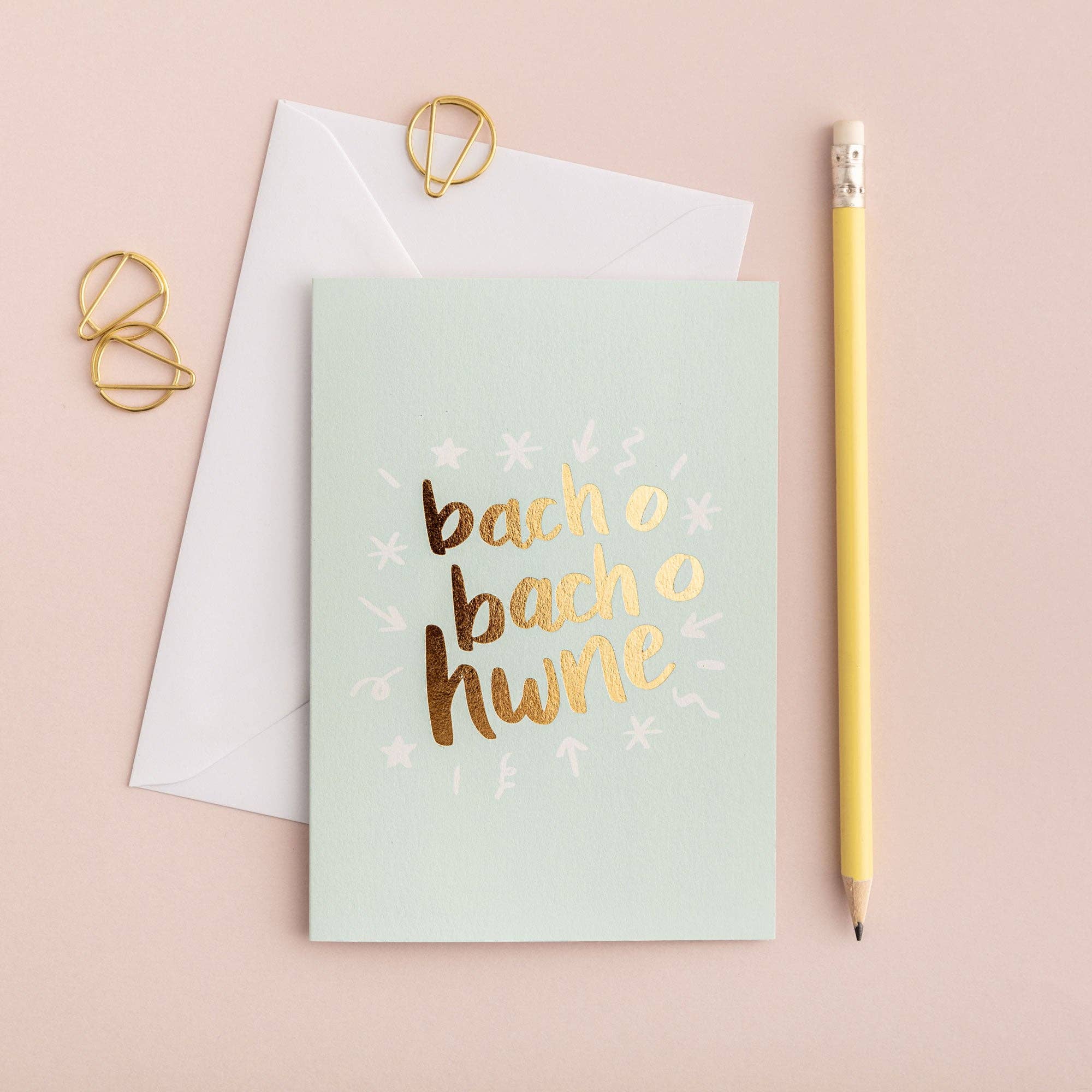 Draenog – wholesale Everyday greeting card – Bach o Hwne Welsh gold foil card0