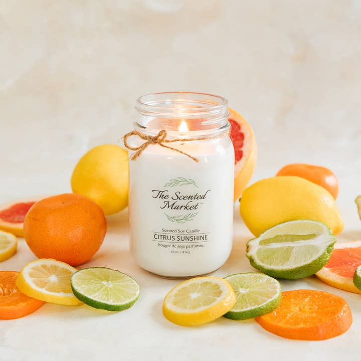 CITRUS SUNSHINE Soy Wax Candle 16oz for wholesale by The Scented Market