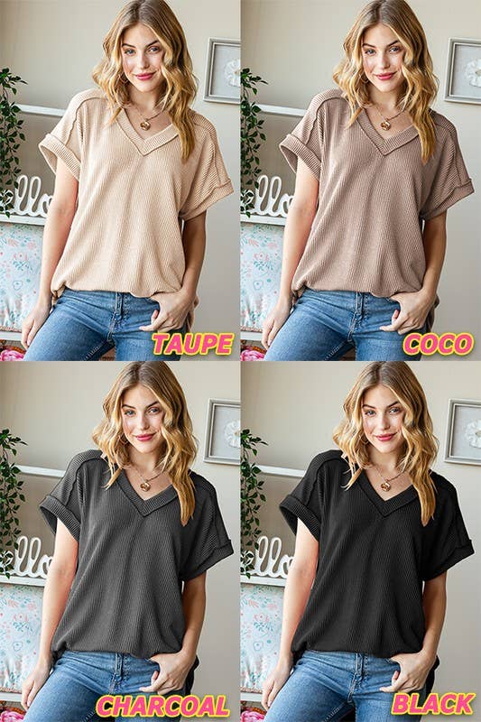 HEIMISH - Wholesale Tunic - Women's - ET7484-10 SOLID URBAN RIBBED TOP25