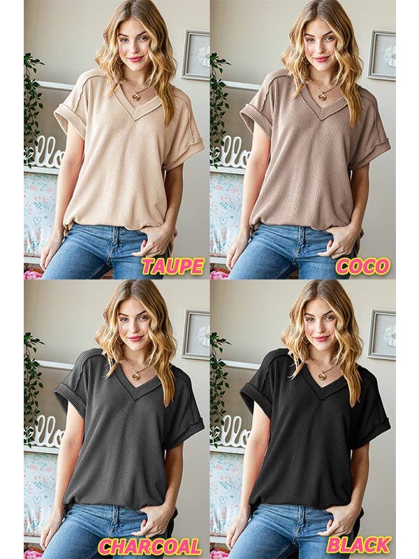 HEIMISH - Wholesale Tunic - Women's - ET7484-10 SOLID URBAN RIBBED TOP25
