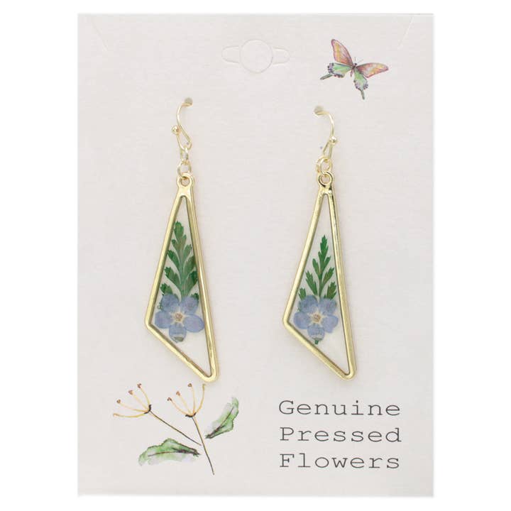 ZAD - Wholesale Dangle Earrings - Vintage Bouquet Blue Dried Flower Earrings1