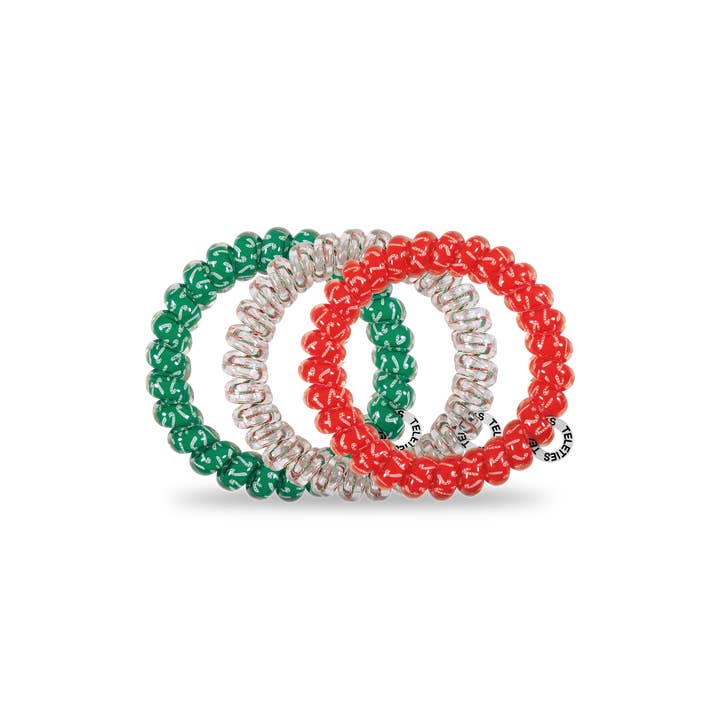 TELETIES - Wholesale Hair Tie - Spiral Hair Coils | Large | Hooked on Christmas Hair Ties