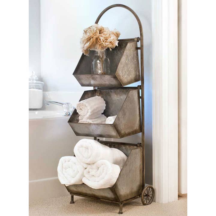 CTW Home Collection - Wholesale Free Standing Shelf - Three Bin Cart