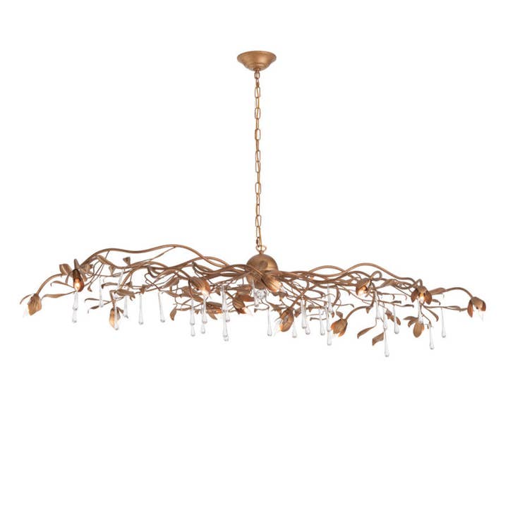 Bay Laurel Leaf Crystal Golden Chandelier for wholesale by LOOMLAN