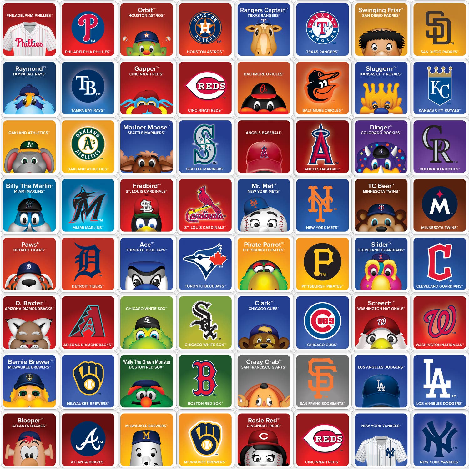 Masterpieces Puzzles - Wholesale Card Game - MLB - Mascots Matching Game1