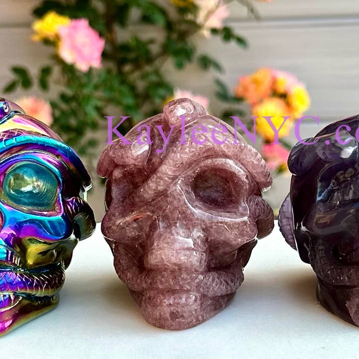 3” Crystal Snake Skull Healing Energy for wholesale by KayleeNYC