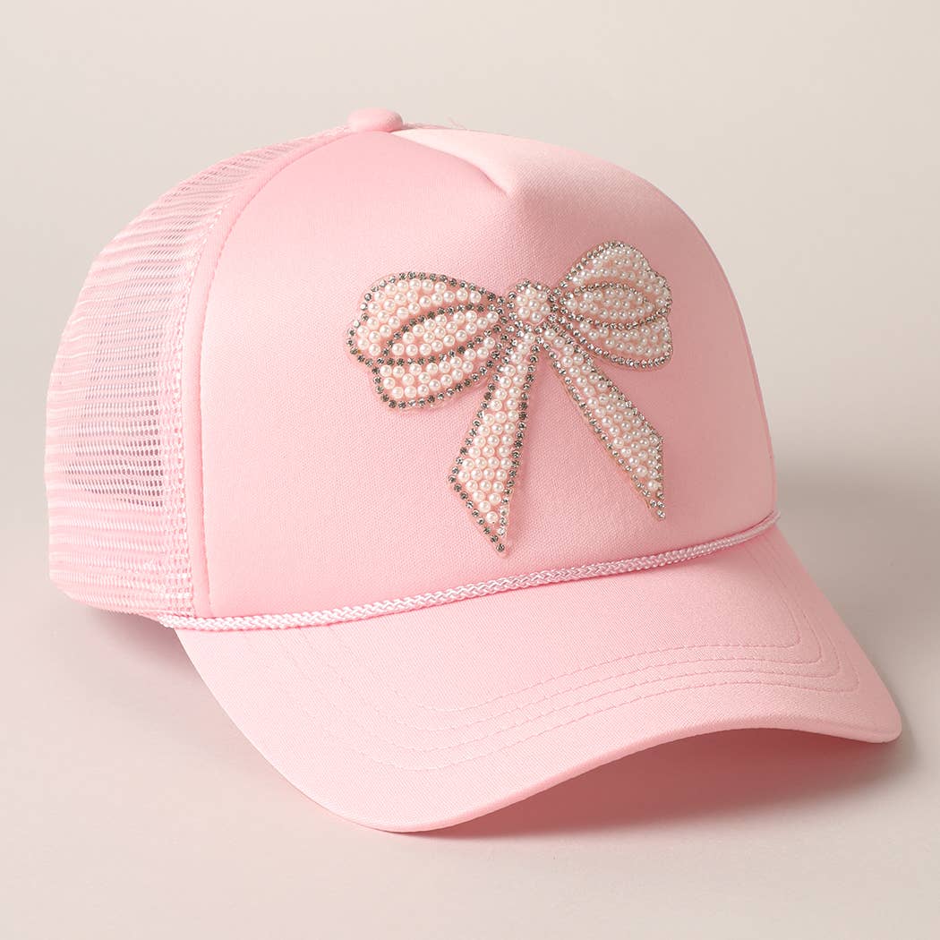Fashion City - Wholesale Trucker Hat - Women's - Rhinestone Bow Patch Foam Mesh Back Trucker Hat16