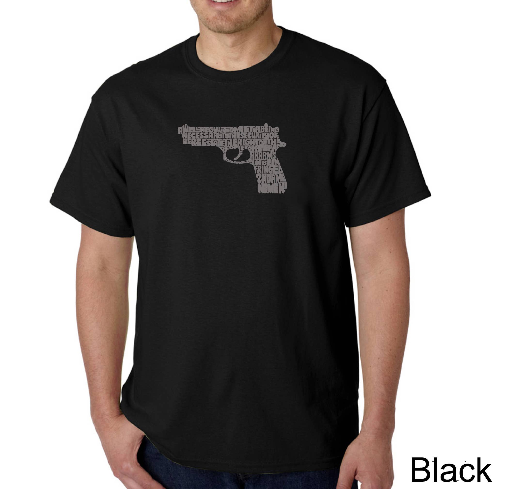 LA Pop Art - Wholesale Screen Printed T-Shirt - Men's - LA Pop Art Men's Word Art T-shirt - RIGHT TO BEAR ARMS0