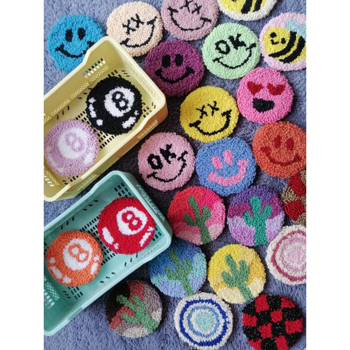 Posavasos de coche personalizados Punch Needle para venta al por mayor de despinacrafting