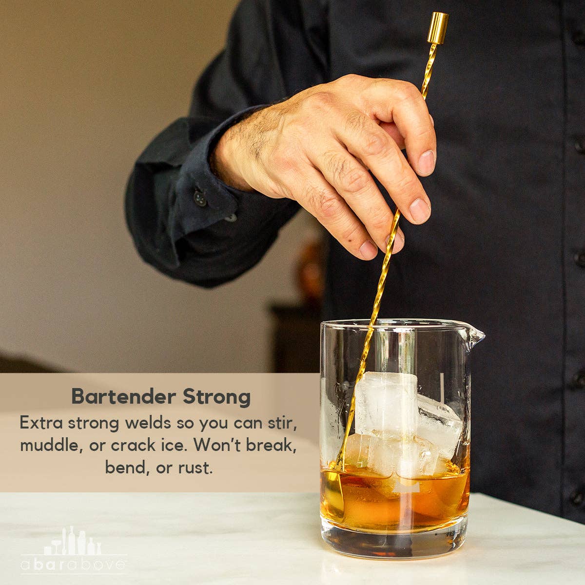 A Bar Above - Wholesale Bar Tool - Bar Spoons (Spiral Handle, Set of 2) Black, Standard Length6