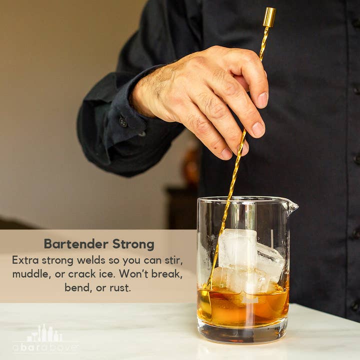 A Bar Above - Wholesale Bar Tool - Bar Spoons (Spiral Handle, Set of 2) Black, Standard Length6