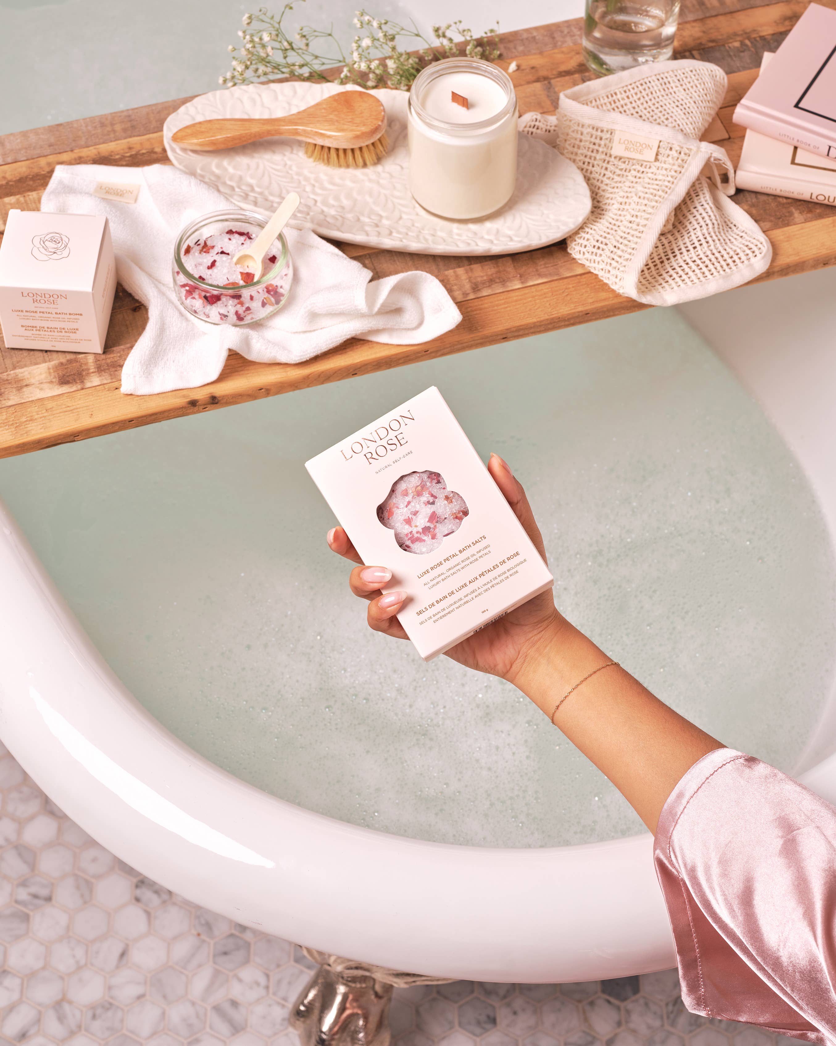 LONDON ROSE - Wholesale Bath Bomb/Fizz - LUXE ROSE PETAL BATH SALTS3