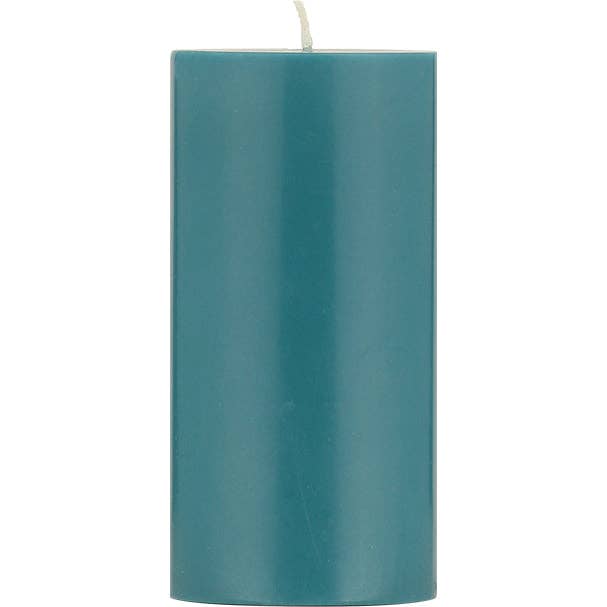 15 cm Tall SOLID Petrol Blue Pillar Candle for wholesale by BRITISH COLOUR STANDARD