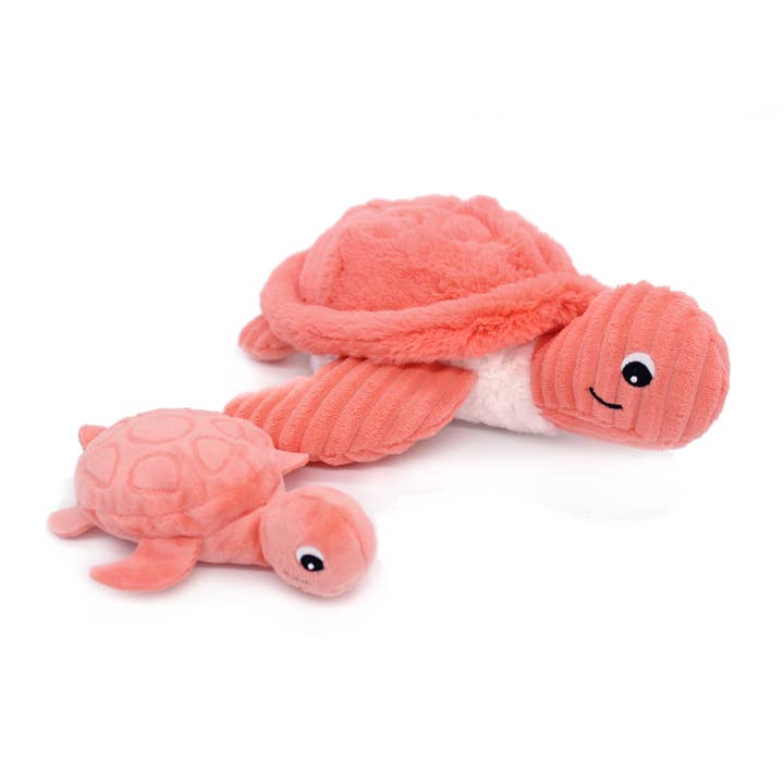 Les Déglingos, France - Wholesale Stuffed/Plush Toy - Kids & Baby - LES PTIPOTOS - 30CM MUM&BABY TURTLE PLUSH CORAL1