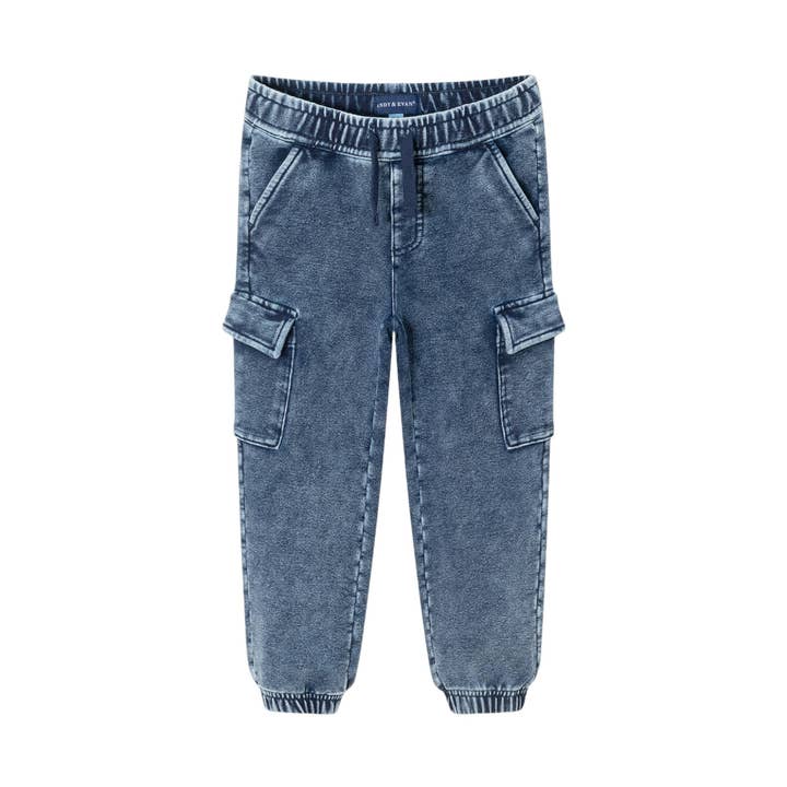 Jogger in Denim Lavorato a Maglia per Bambini | Blu per la vendita all'ingrosso da parte di Andy & Evan