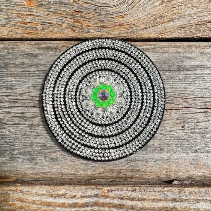 Rodeo Drive - Wholesale Horseback riding gear - Black Clear Circle Rhinestone Rosette - Assorted Conchos