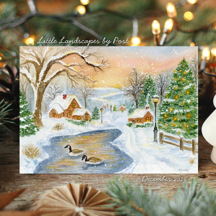 December Cozy Village Geese Scene 2025 Little Landscape for wholesale by February Rose LLC