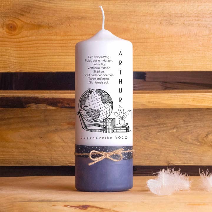 Bougie de consécration jeunesse | monochrome | hauteur 15 à 30 cm pour la vente par Die Kerzenwerkstatt