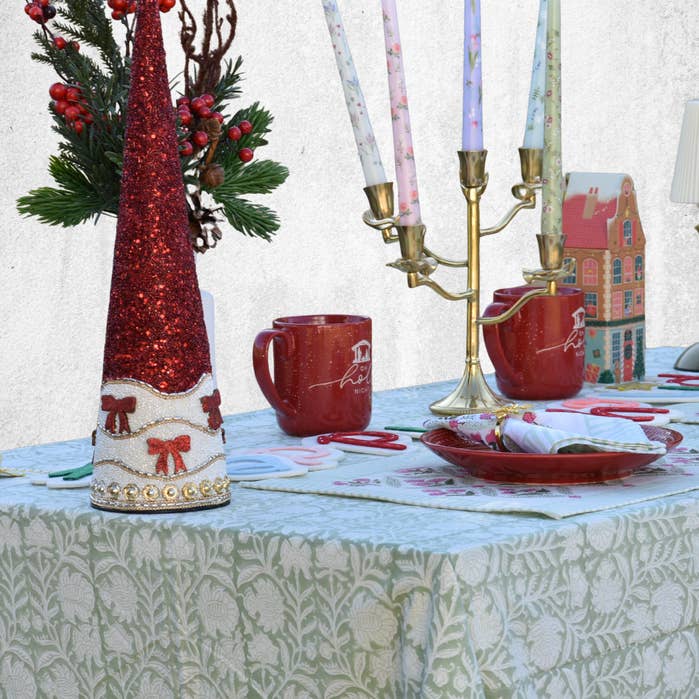 Winter Sage - Handblock Print Cotton Tablecloth  for wholesale by House of Alaan