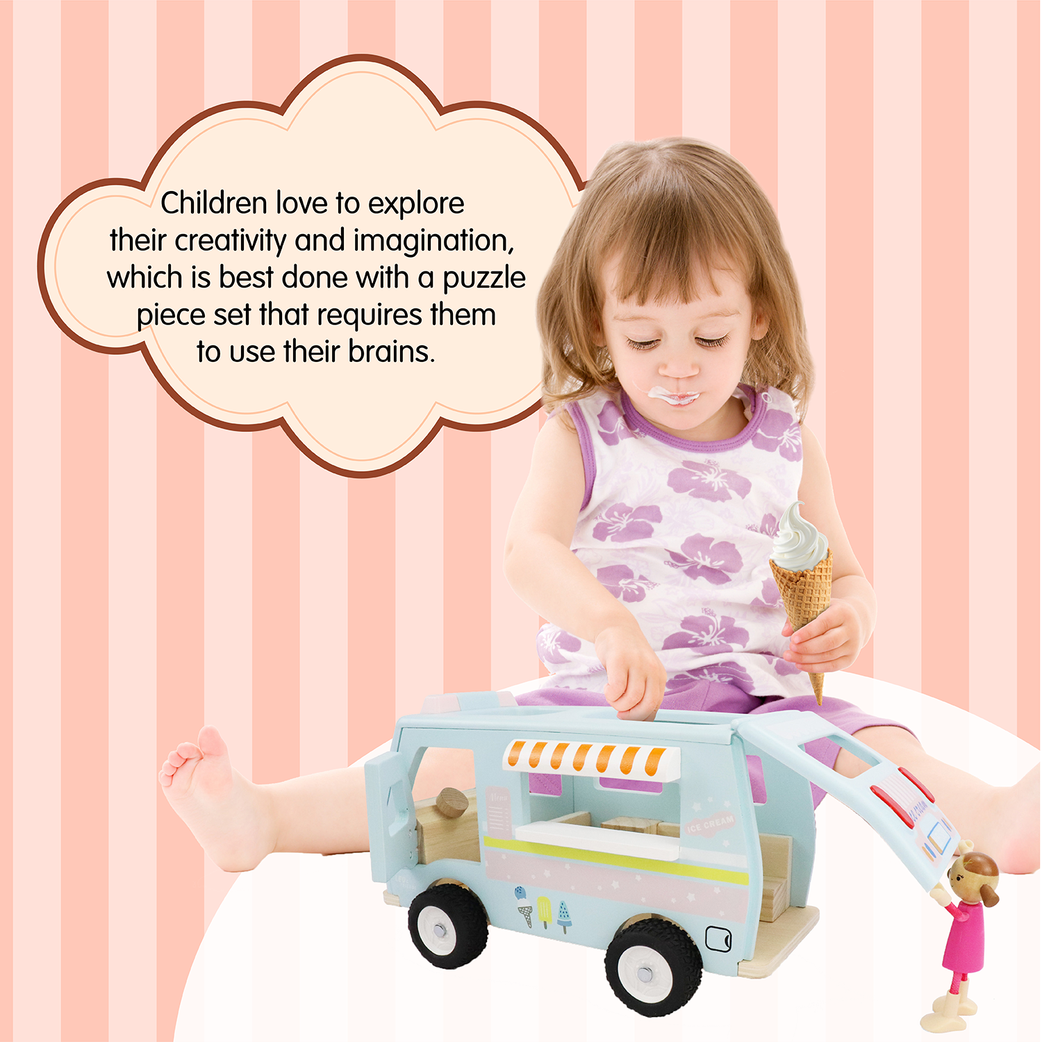 Leo & Friends - Wholesale Toy Set - Kids - L&F Wooden Ice Cream Van, 3-Piece Set13