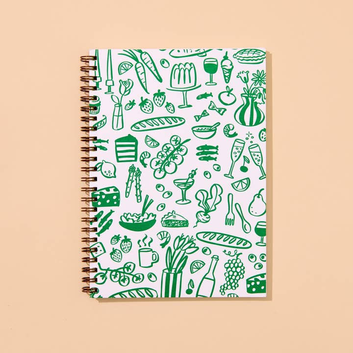 And Here We Are - Wholesale Notebook - Modern Line Art Letterpress A6 Spiral Notebook — Food Icons2