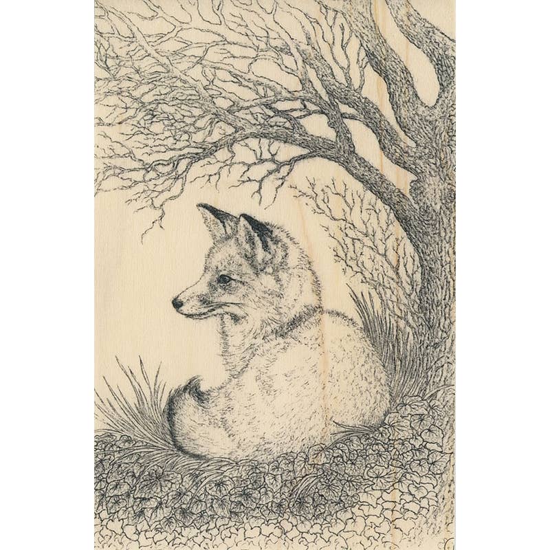 Woodhi - Wholesale Postcard - Wood Postcard Black and colors Fox0