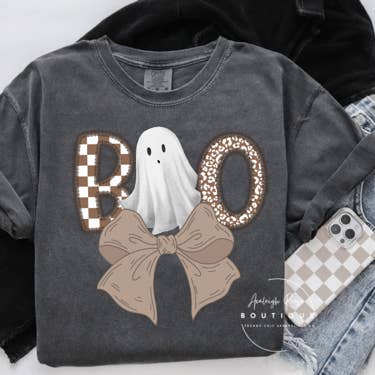 Trendy Chic Apparel LLC - Wholesale Graphic Sweatshirt - Women's - BOO Checkered/Leopard Tees & Sweatshirts3