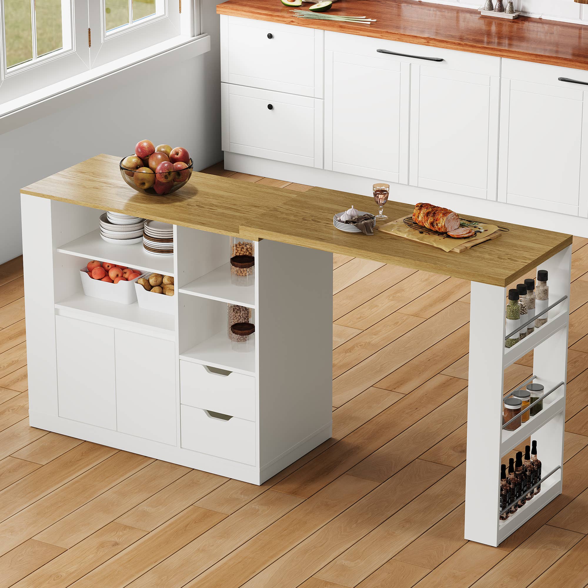 Heynemo - Wholesale Kitchen Storage/Organizer - Kitchen Island with Storage, Extendable & Rotatable Kitchen 8