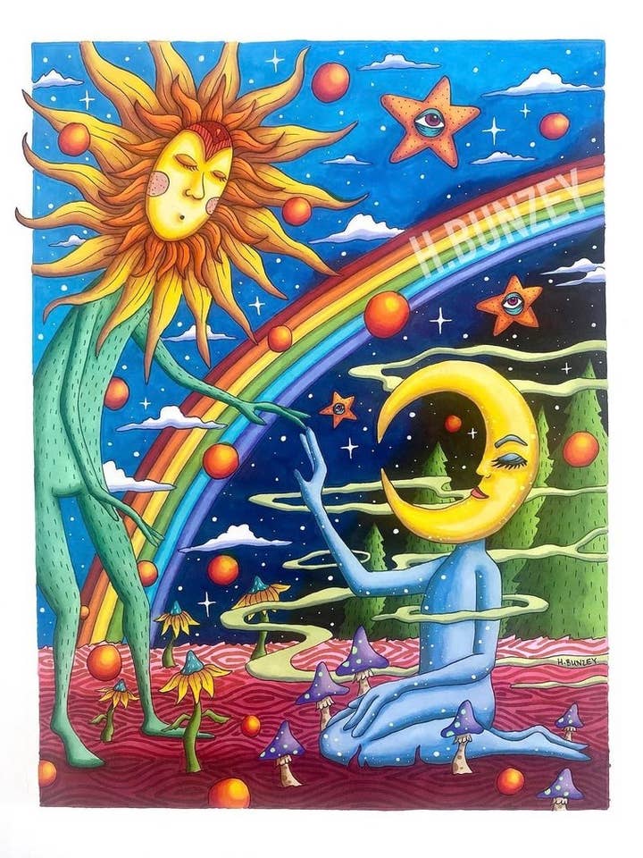 Sun and Moon Art Print for wholesale by H. Bunzey Art