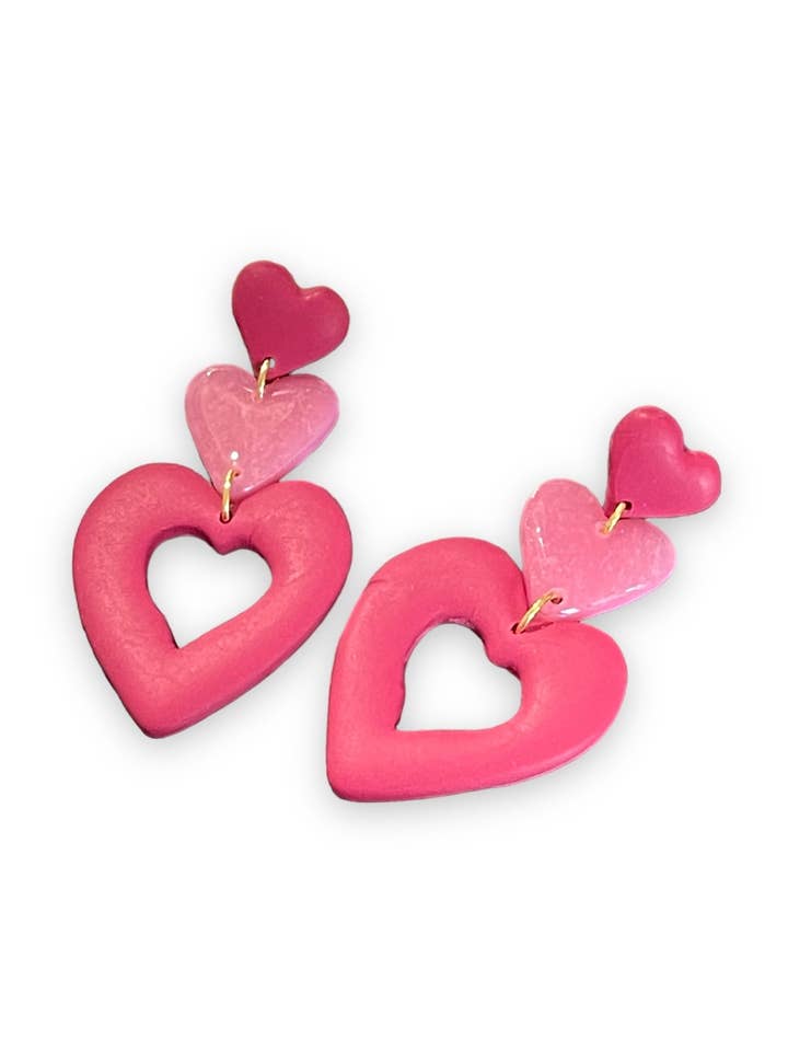 HANDCRAFTED - Valentine Two Tone Heart Polymer Clay Earring for wholesale by Cherry Casa