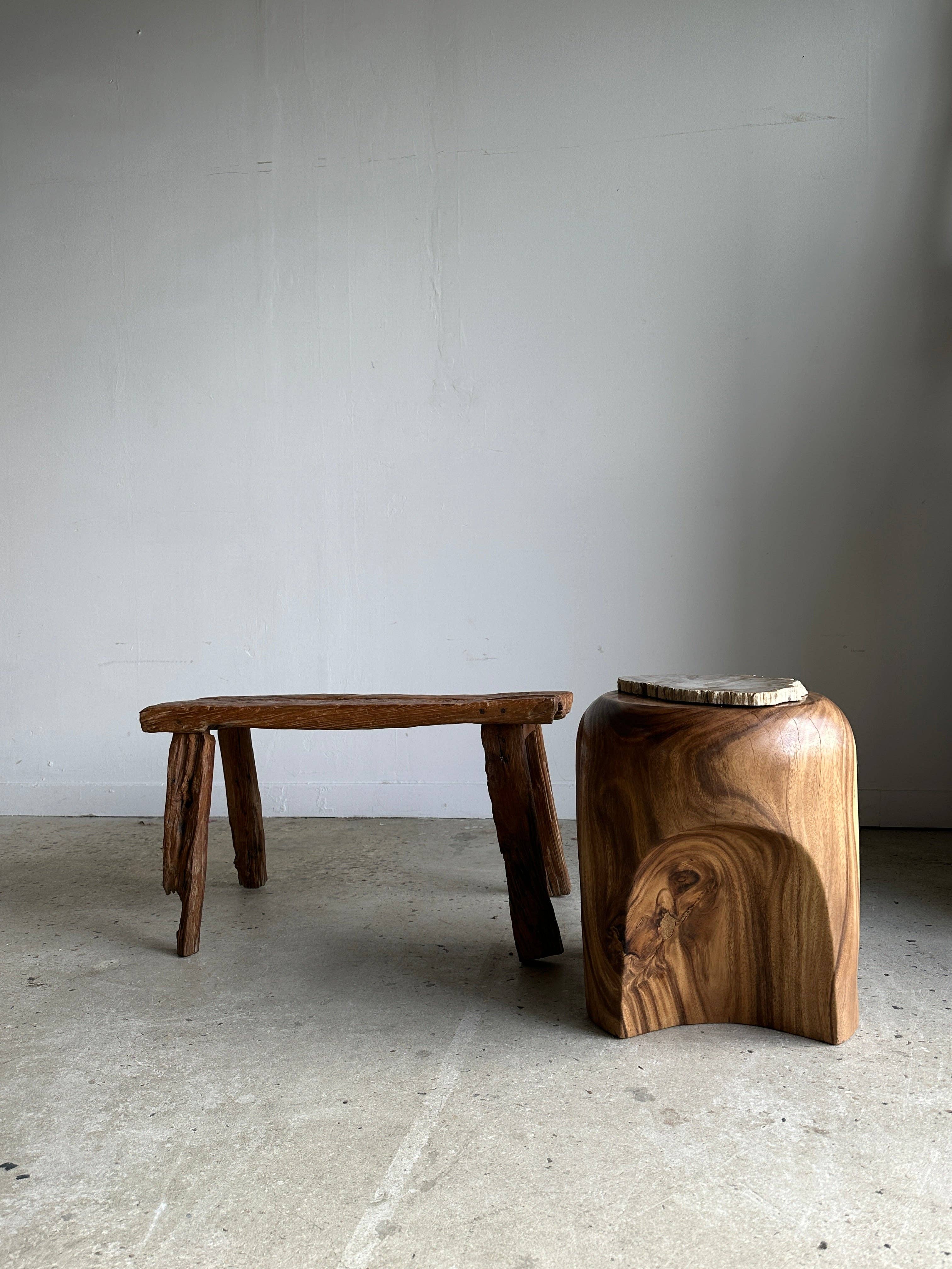Office Objets - Wholesale Bench - Small organic bench in upcycled Asian teak quadripod openwork seat - Matahari18