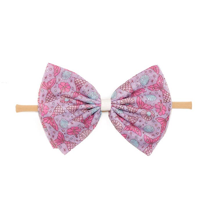 Fascia per capelli per neonati con fiocco in tulle a spruzzo di sirena - Fiocchi per capelli per la vendita all'ingrosso da parte di Sweet Wink